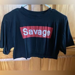 Fashion nova savage cropped shirt size medium